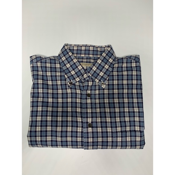 Burberry Authentic Blue Plaid Button Down Shirt - LARGE - Picture 4 of 5